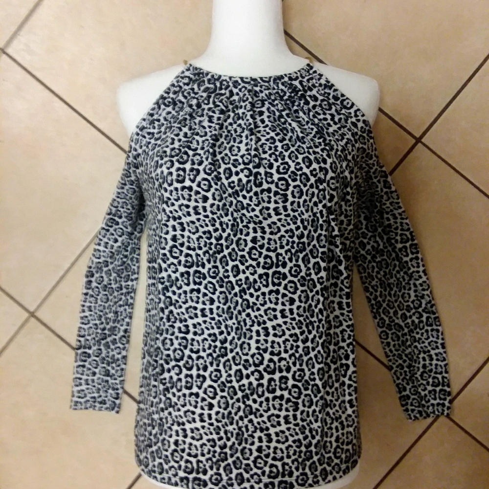 NEW Michael Kors Animal Print Cold Shoulder Top